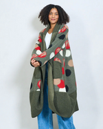 Lade das Bild in den Galerie-Viewer, BZNA Oversize Open Front Strickmantel Wollmantel polka dot Grün mehrfarbig  -  MADE IN ITALY
