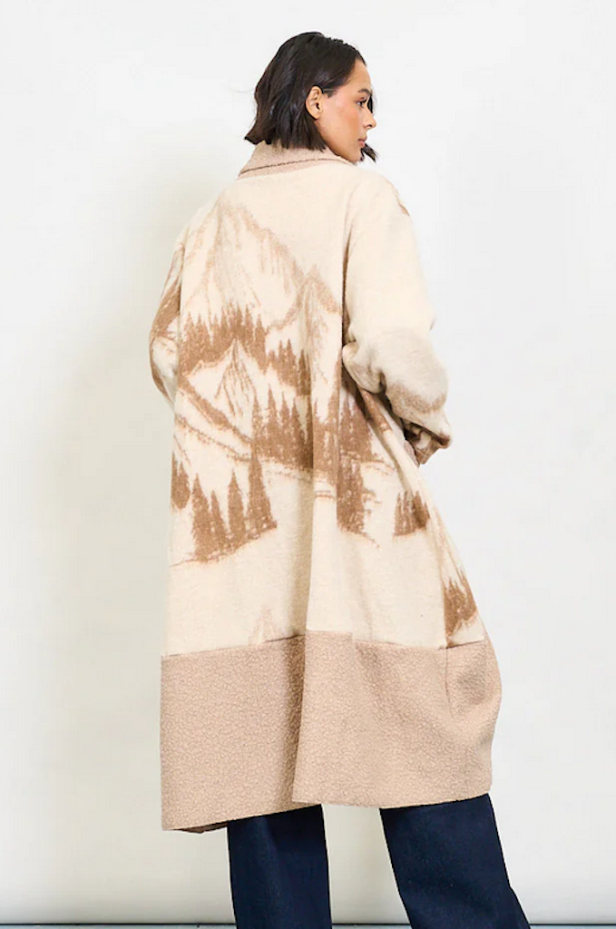 BZNA Oversize Open Front Strickmantel Wollmantel Beige Camel cocoon mehrfarbig  -  MADE IN ITALY