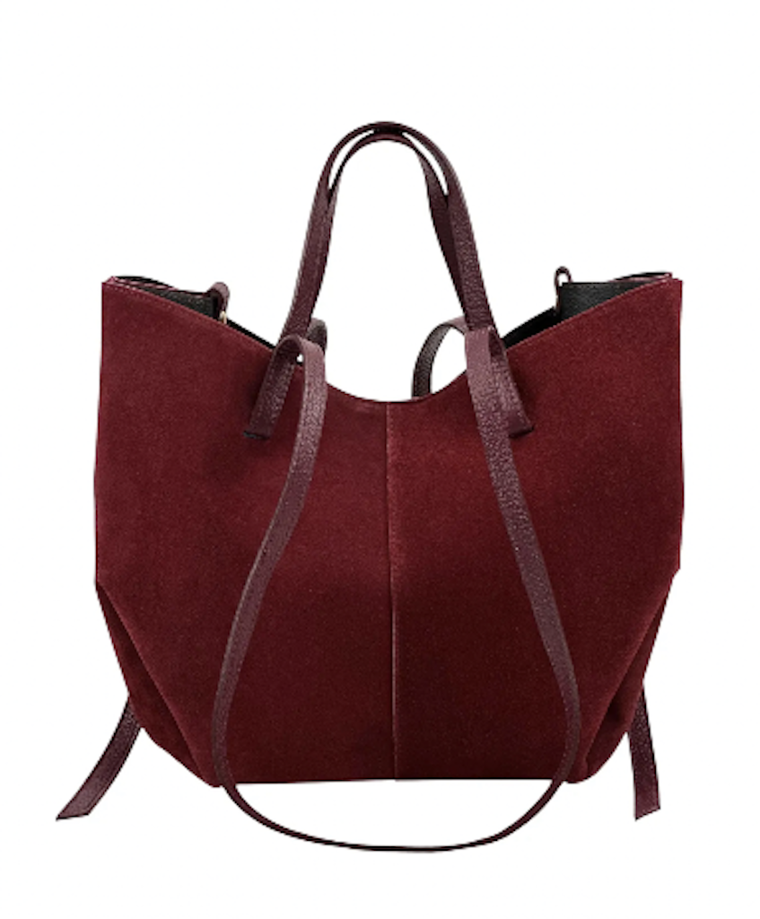 BZNA Bag Fonda Bordeaux Wildleder Italy Damen Shopper Handtasche Schultertasche Tasche