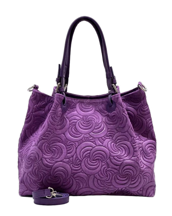 BZNA Bag Amia Viola geprägt Leder Italy Damen Shopper Handtasche Schultertasche Tasche