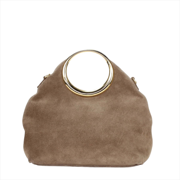 BZNA Bag Ciana Taupe Scuro Wildleder Italy Damen  Handtasche Schultertasche Tasche
