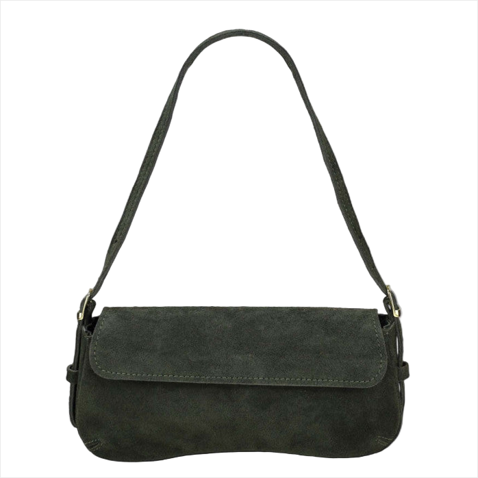 BZNA Bag Elli Verde Wildleder Leder Italy Damen Clutch Handtasche Schultertasche