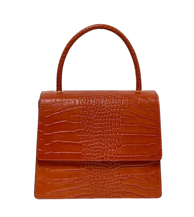 BZNA Bag Irina Kroko Arancio Leder Italy Damen Handtasche Schultertasche Tasche