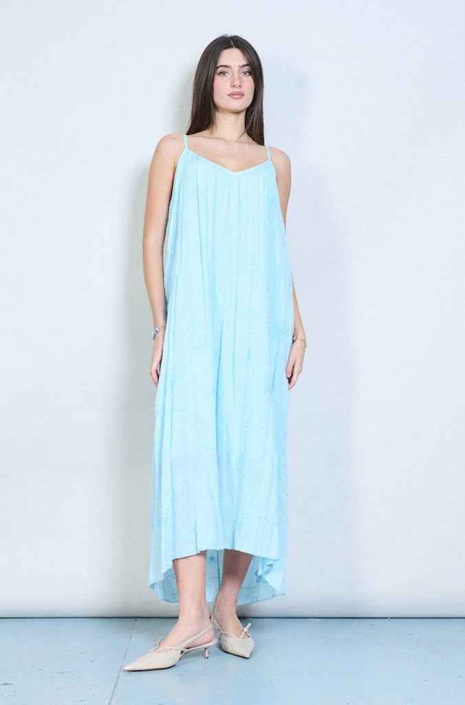 BZNA Ibiza langes Boho Trägerkleid Midikleid mit besticktem Trägerausschnitt