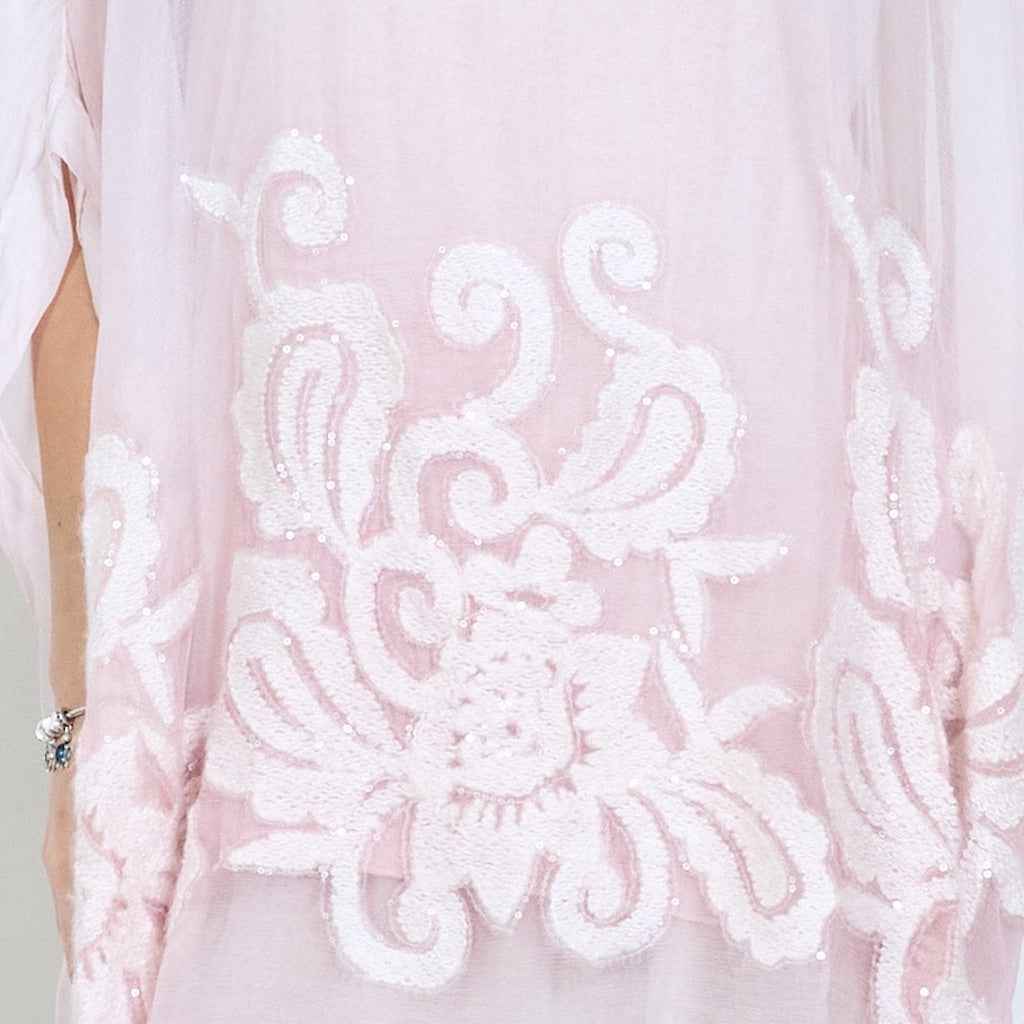 BZNA transparente Tunika Seidentunika Bestickte Seidenchiffonbluse oneSize