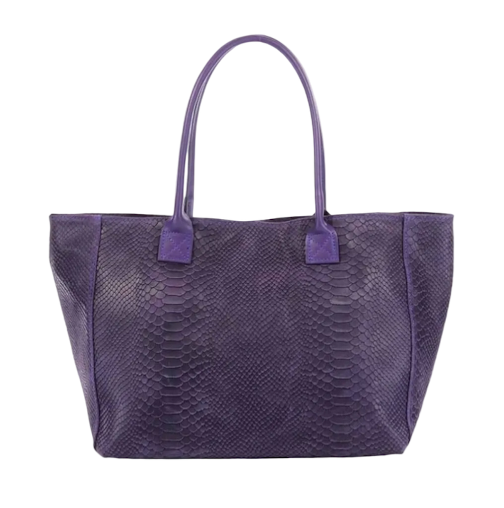 BZNA Bag Ladasha Lila Snake Prägung Leder Italy Damen Shopper Handtasche Schultertasche Tasche - B Z N A