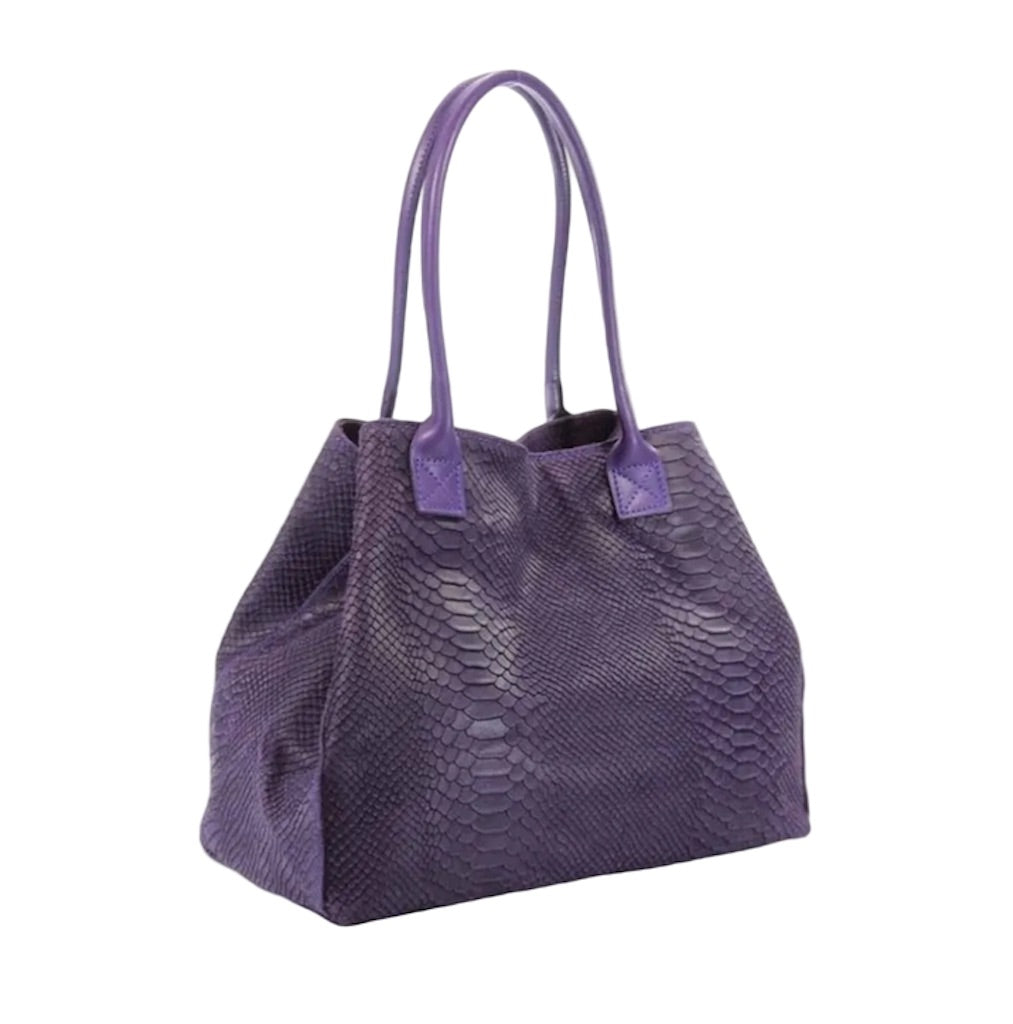 BZNA Bag Ladasha Lila Snake Prägung Leder Italy Damen Shopper Handtasche Schultertasche Tasche - B Z N A