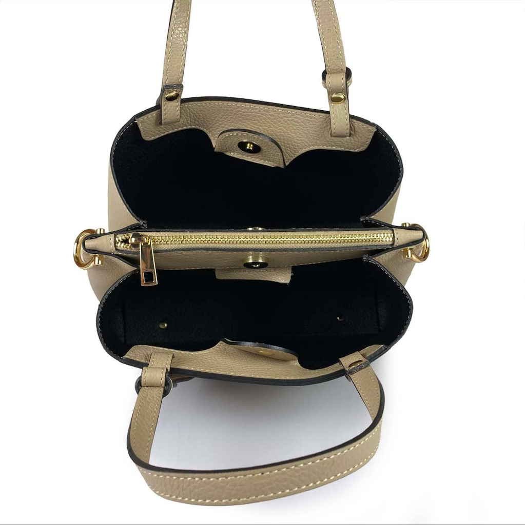 BZNA Bag Latona Beige Leder Italy Damen Handtasche Schultertasche Tasche - B Z N A