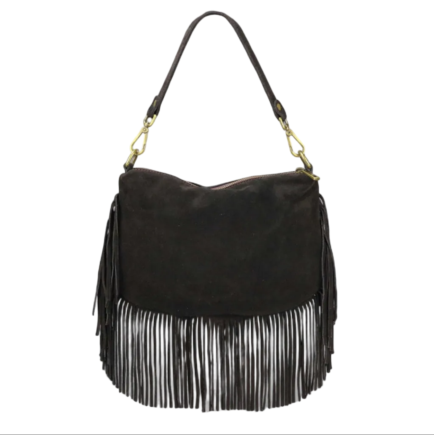 BZNA Bag Siefra Braun Fransen  Schultertasche Designer Damen Handtasche Italy - B Z N A