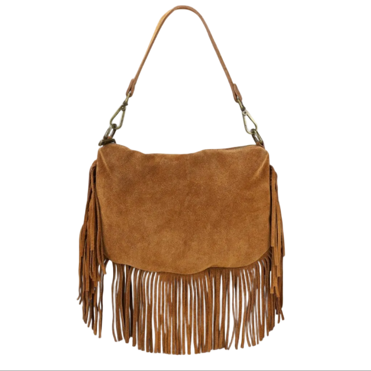 BZNA Bag Siefra Cognac Fransen  Schultertasche Designer Damen Handtasche Italy