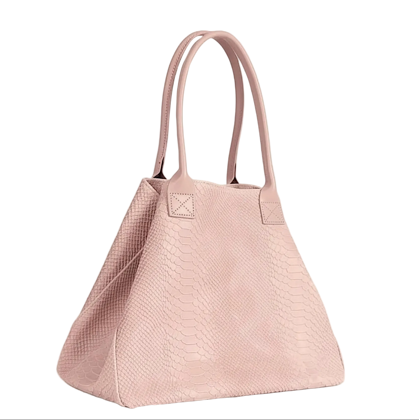 BZNA Bag Ladasha Rosa Snake Prägung Leder Italy Damen Shopper Handtasche Schultertasche Tasche - B Z N A