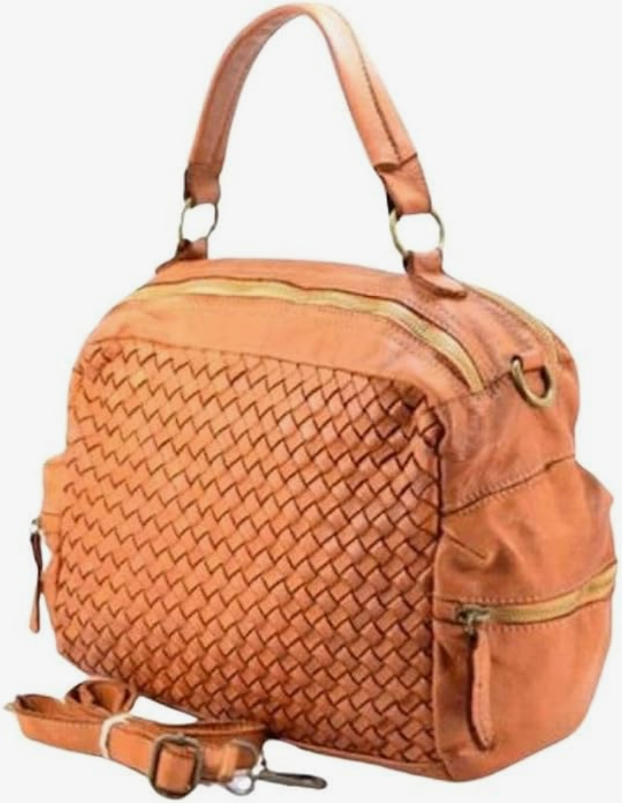 BZNA Bag Marie cognac Italy Designer Damen Handtasche Schultertasche Tasche Leder Shopper Neu - B Z N A