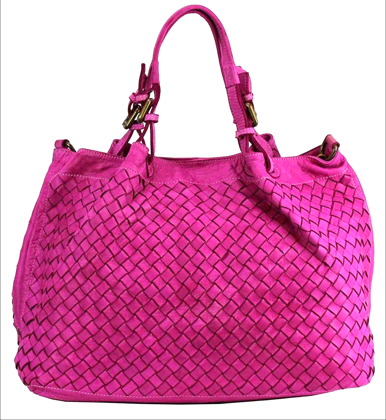 BZNA Rene Bag fuxia Italy Designer geflochten Damen Handtasche Schultertasche Tasche Schafsleder Shopper Neu - B Z N A