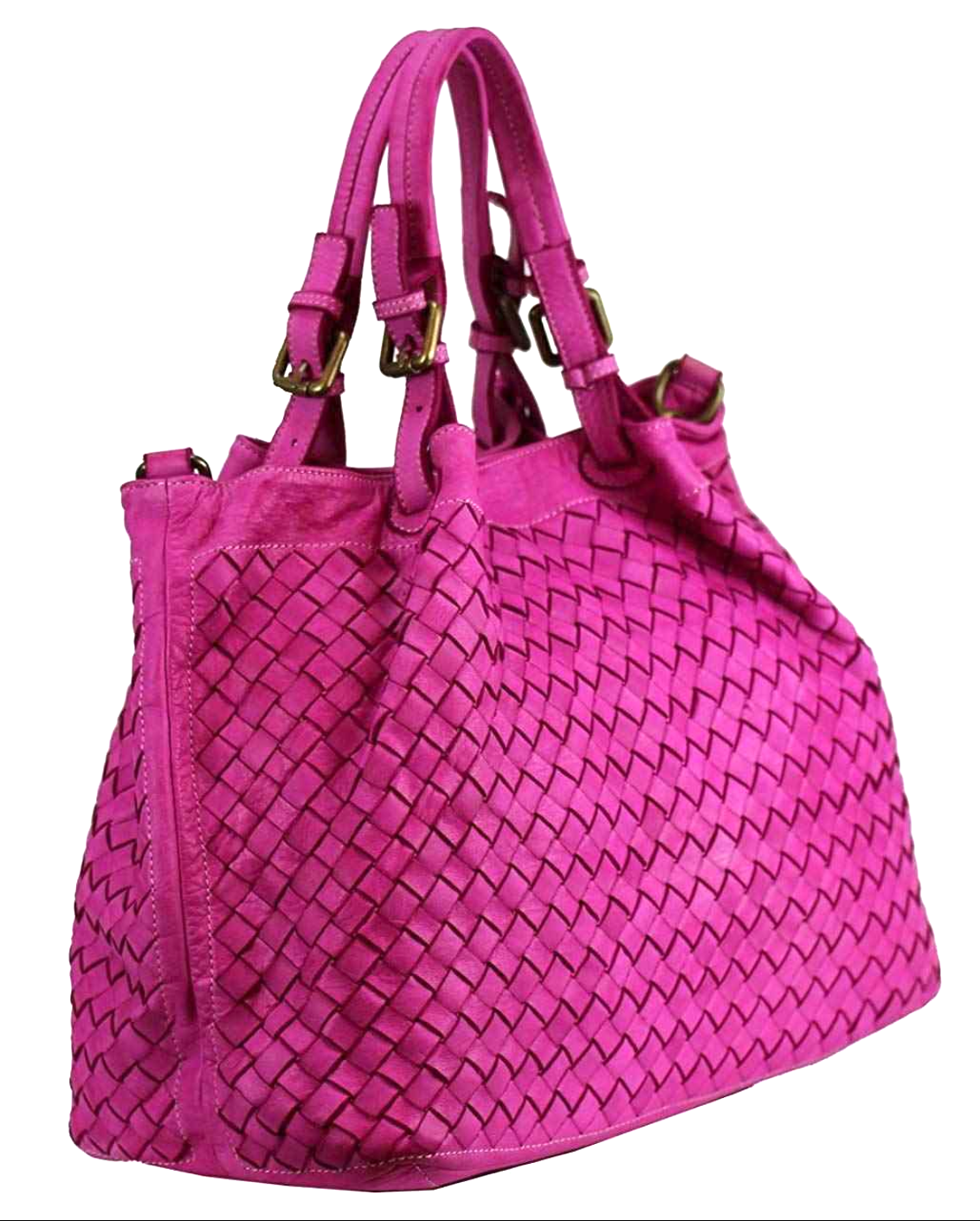 BZNA Rene Bag fuxia Italy Designer geflochten Damen Handtasche Schultertasche Tasche Schafsleder Shopper Neu - B Z N A