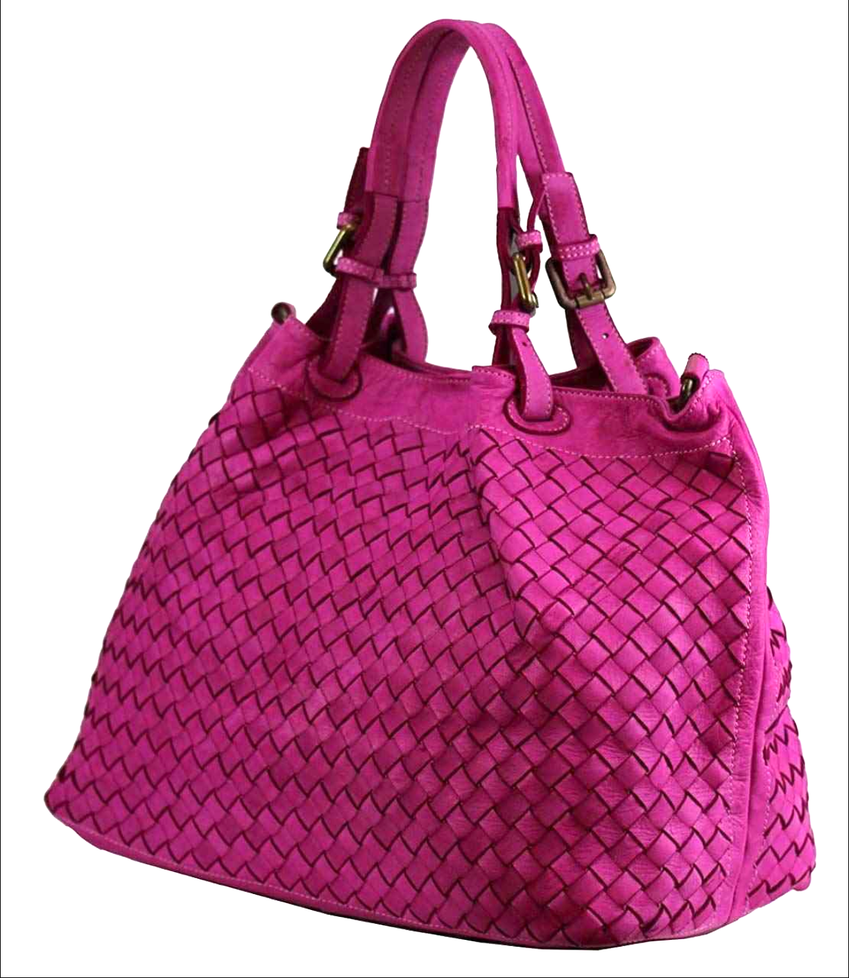 BZNA Rene Bag fuxia Italy Designer geflochten Damen Handtasche Schultertasche Tasche Schafsleder Shopper Neu - B Z N A