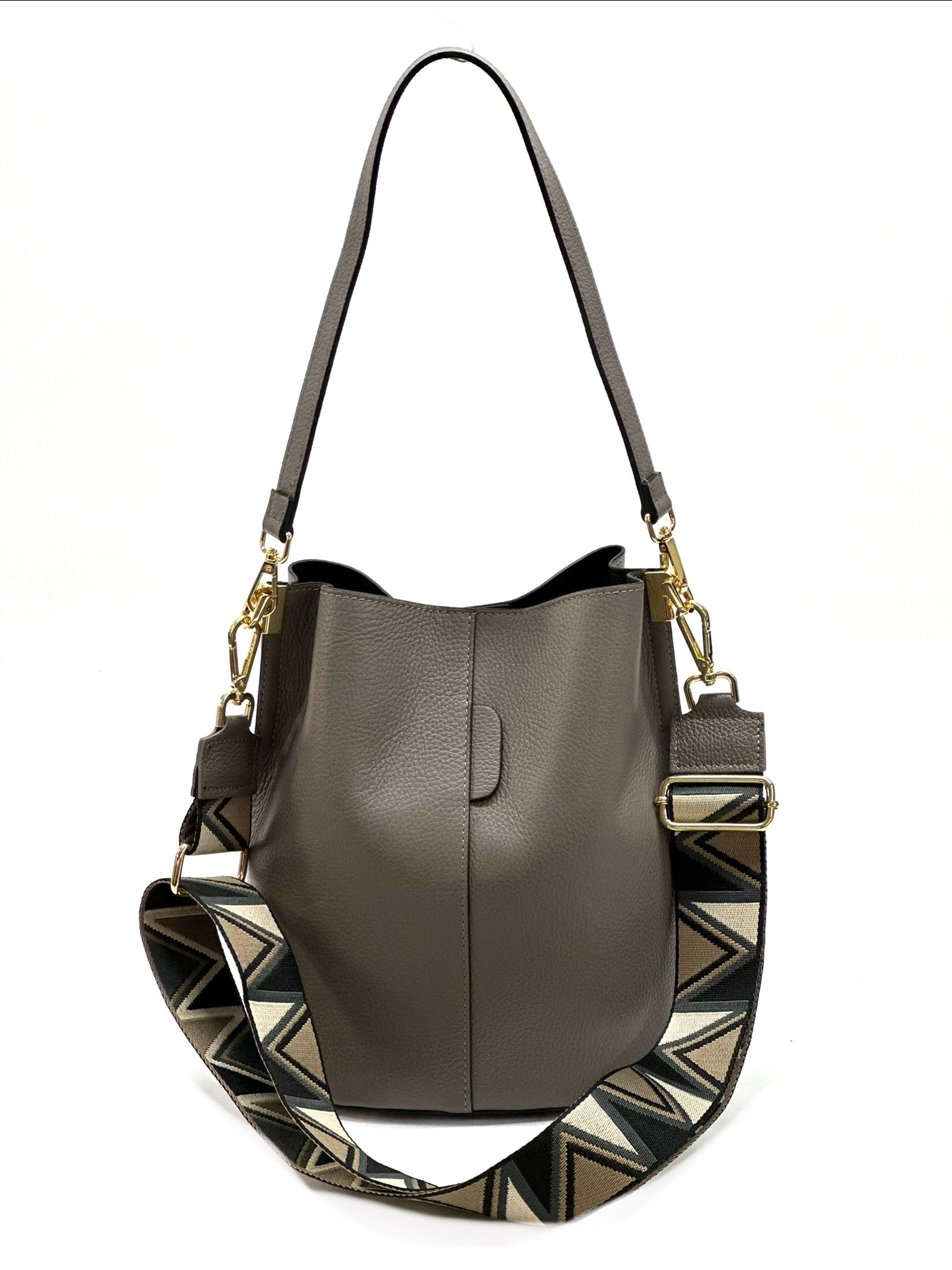 BZNA Bag Shirinia Rauchgrau Leder Italy Damen Handtasche Schultertasche Tasche - B Z N A