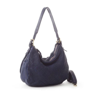 BZNA Bag Anja Blau Italy Designer Beutel Umhängetasche Damen Handtasche Leder - B Z N A