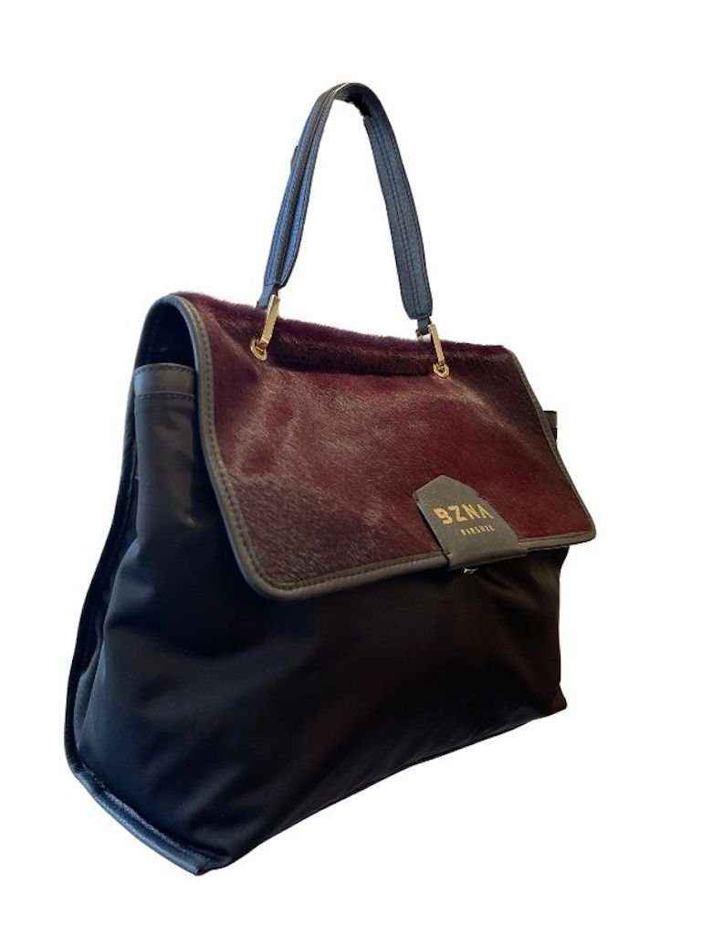 BZNA Bag Alexia Bordeaux Cavalino Echtfell Italy Damen Shopper Handtasche Schultertasche Tasche