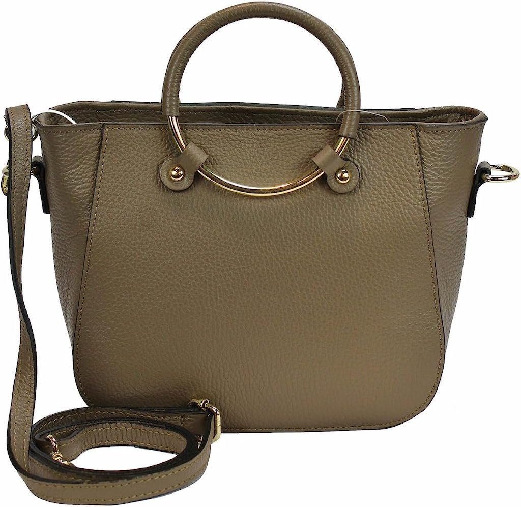 BZNA Bag Zuna Taupe Leder Italy kleine Damen Handtasche Schultertasche Tasche - B Z N A