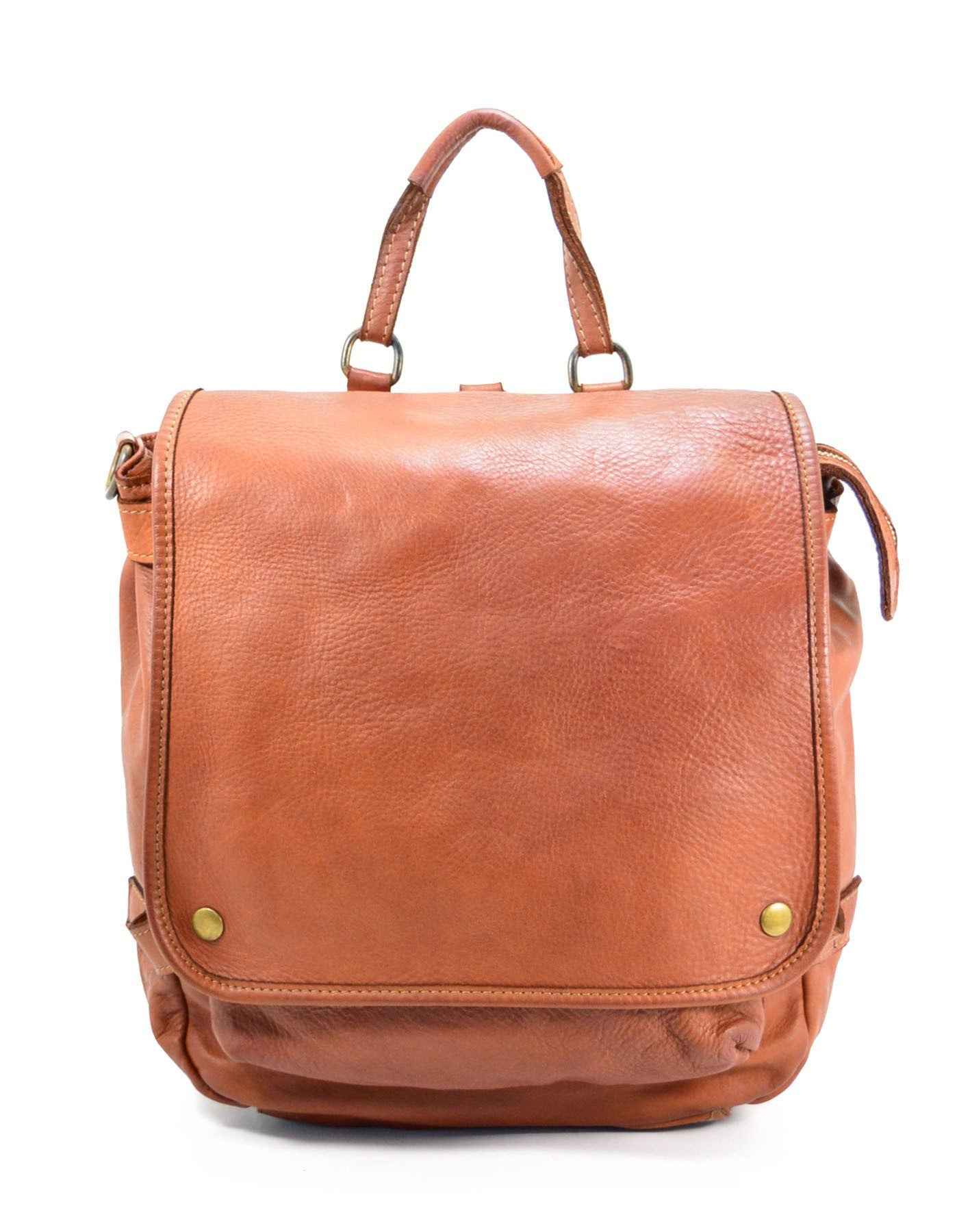 BZNA Bag Anna Cognac Backpacker Designer Rucksack Ledertasche Damenhandtasche
