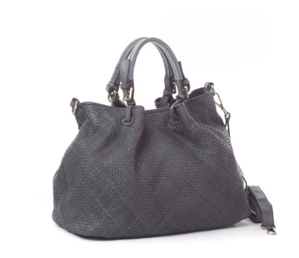 BZNA Bag Erna Grau Italy Designer geflochten Damen Handtasche Schultertasche Tasche Leder Shopper Neu