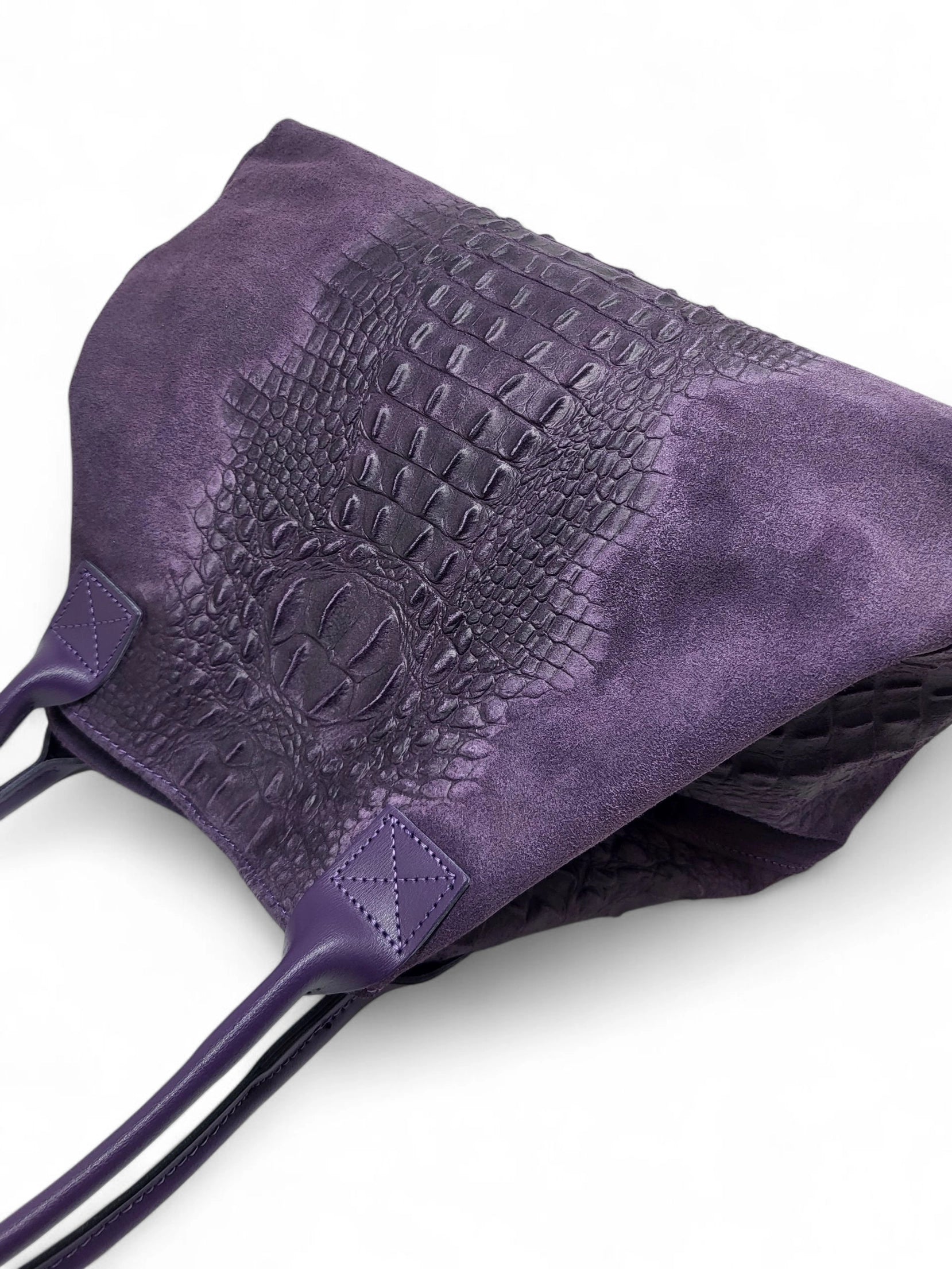 BZNA Bag Ladas Lila Kroko Prägung Leder Italy Damen Shopper Handtasche Schultertasche Tasche - B Z N A