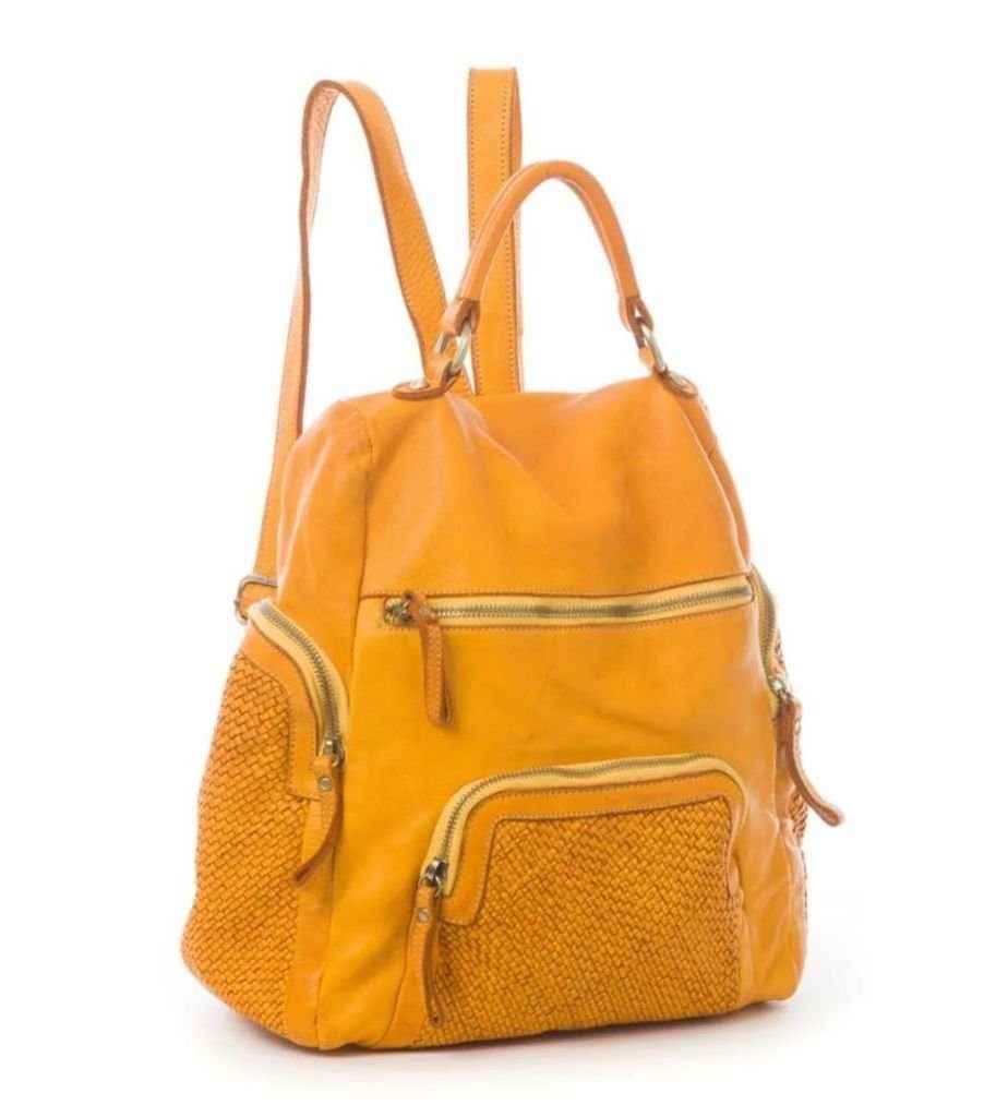 BZNA Bag Svetta Gelb Backpacker Designer Rucksack Damenhandtasche Schultertasche Leder Nappa