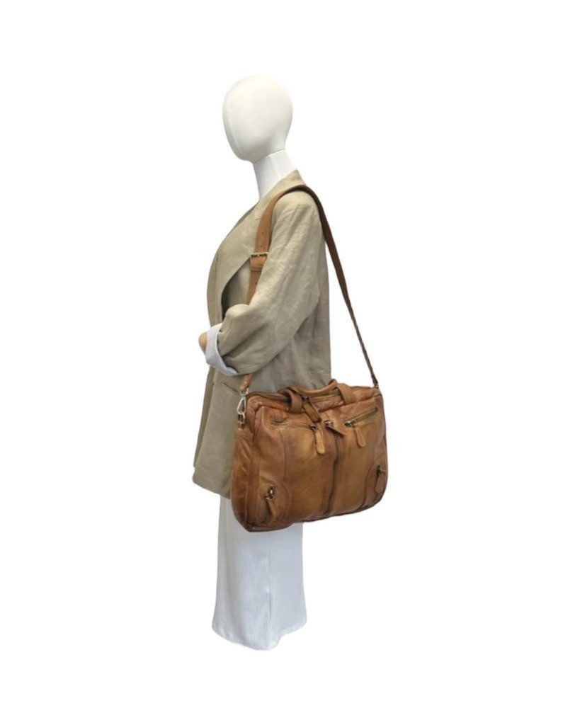 BZNA Bag Simsa Grau Business Aktentasche Designer Ledertasche Schultertasche Unisex