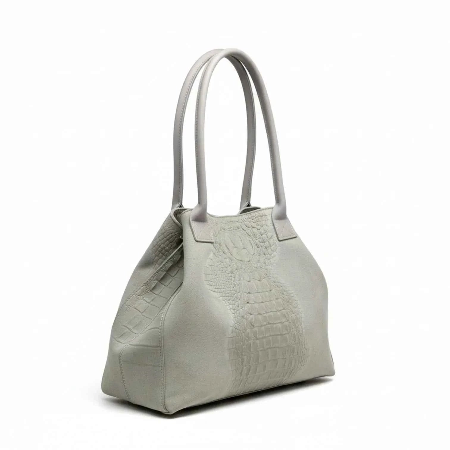 BZNA Bag Ladas Beige Kroko Prägung Leder Italy Damen Shopper Handtasche Schultertasche Tasche