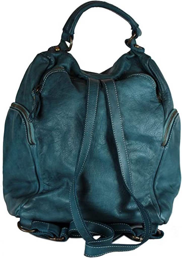 BZNA Bag Stella Petrol Backpacker Designer Rucksack Damenhandtasche Schultertasche Leder Nappa sheep ItalyNeu - B Z N A