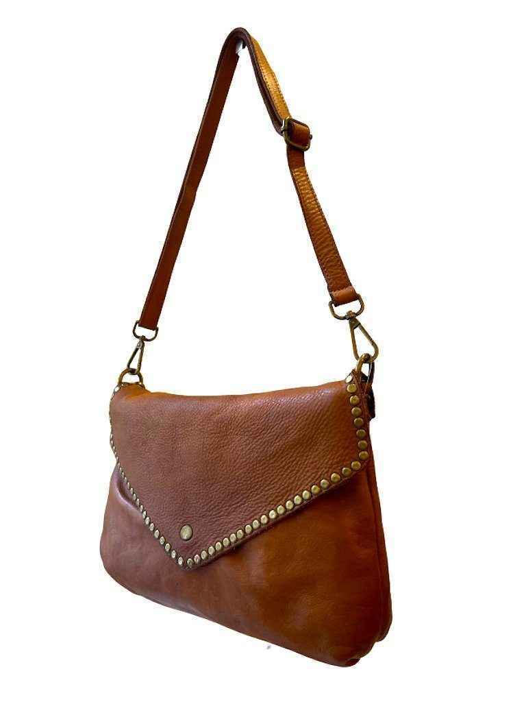 BZNA Bag Doria Cognac Clutch Italy Designer Damen Umhängetasche Schultertasche Neu