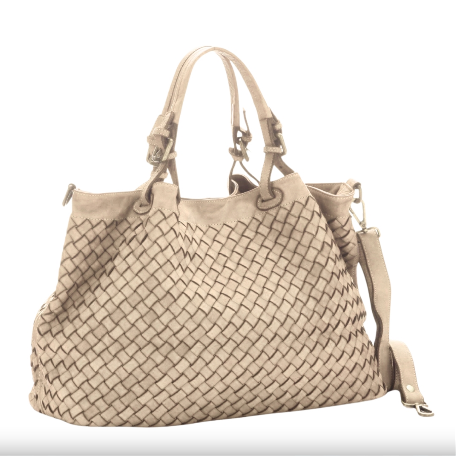 BZNA Bag Rene beige Italy Designer geflochten Damen Handtasche Ledertasche Schultertasche Tasche Schafsleder Shopper Neu - B Z N A