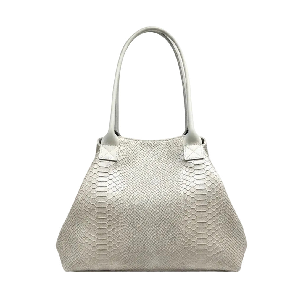BZNA Bag Ladasha Beige Snake Prägung Leder Italy Damen Shopper Handtasche Schultertasche Tasche - B Z N A