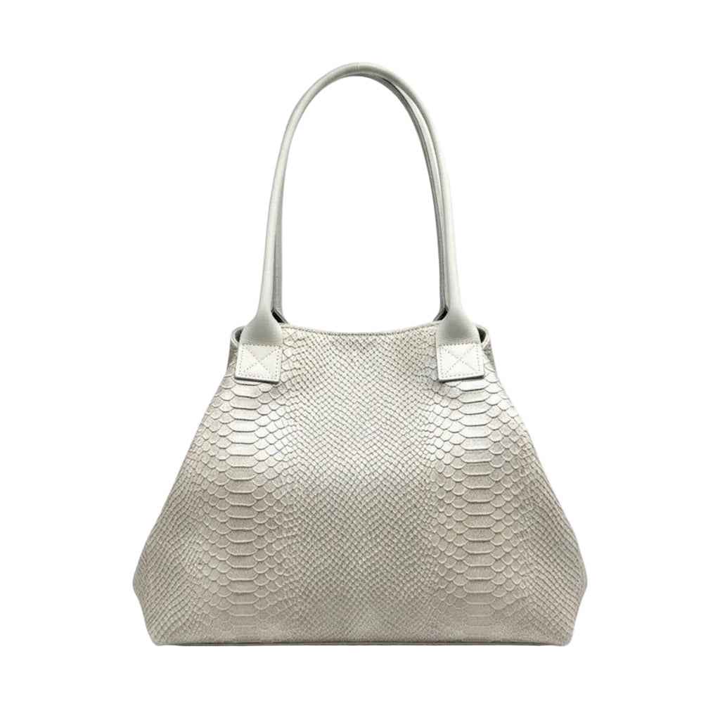 BZNA Bag Ladasha Beige Snake Prägung Leder Italy Damen Shopper Handtasche Schultertasche Tasche