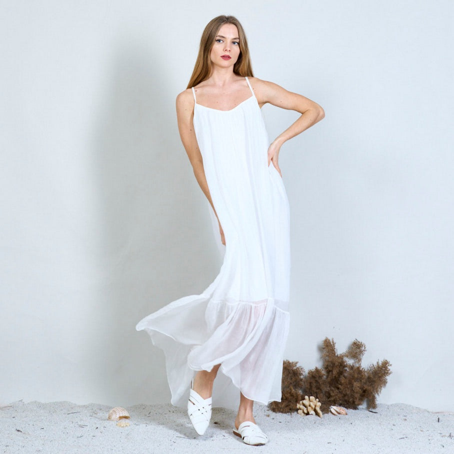 BZNA Ibiza Kleid Rückenfreies Seidenchiffon Langes Kleid Seidenkleid oneSize - B Z N A