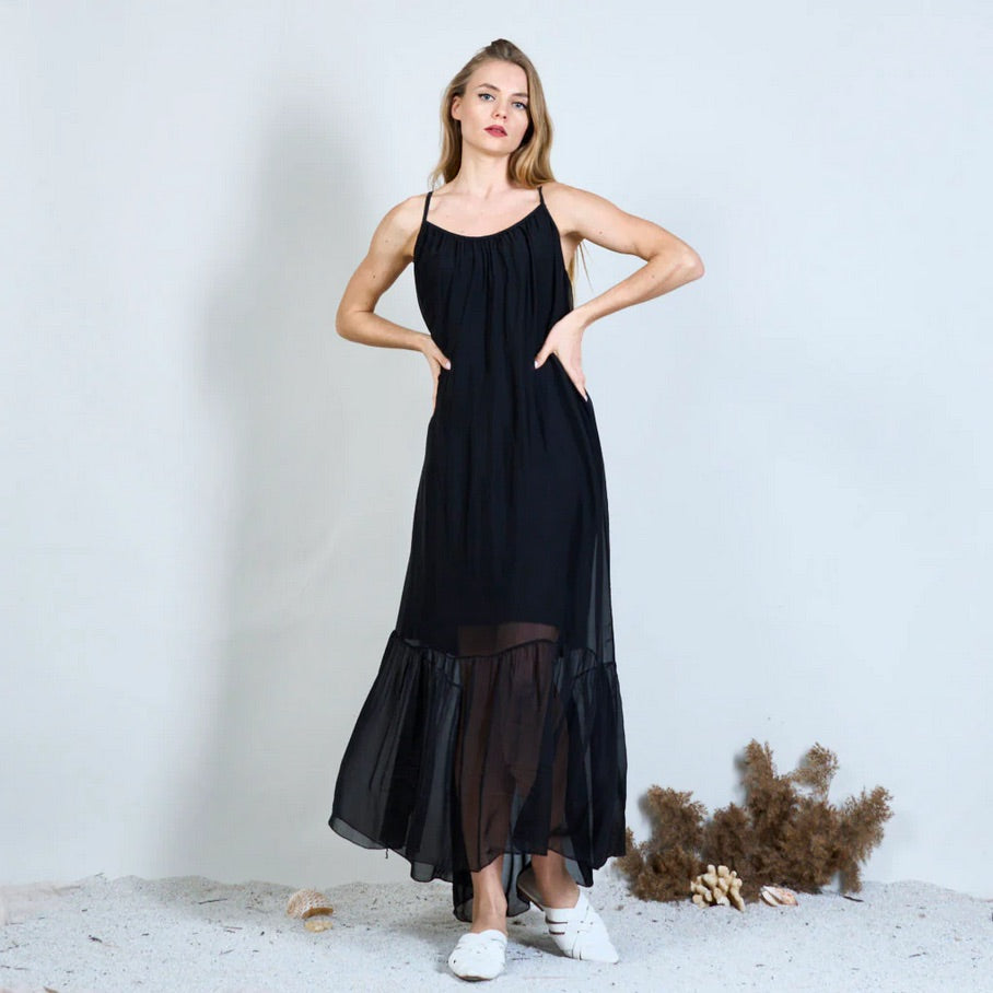 BZNA Ibiza Kleid Rückenfreies Seidenchiffon Langes Kleid Seidenkleid oneSize - B Z N A