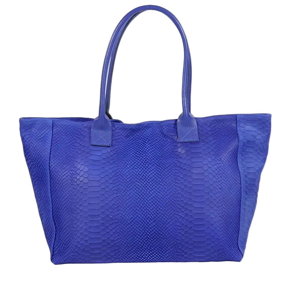 BZNA Bag Ladasha Blue Snake Prägung Leder Italy Damen Shopper Handtasche Schultertasche Tasche - B Z N A