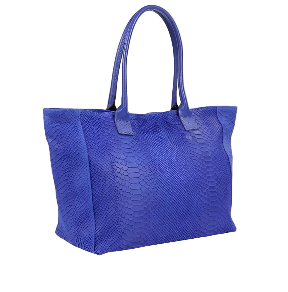 BZNA Bag Ladasha Blue Snake Prägung Leder Italy Damen Shopper Handtasche Schultertasche Tasche - B Z N A