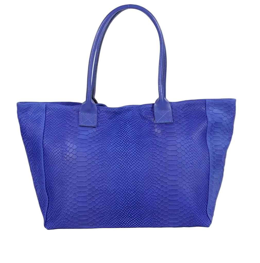 BZNA Bag Ladasha Blue Snake Prägung Leder Italy Damen Shopper Handtasche Schultertasche Tasche