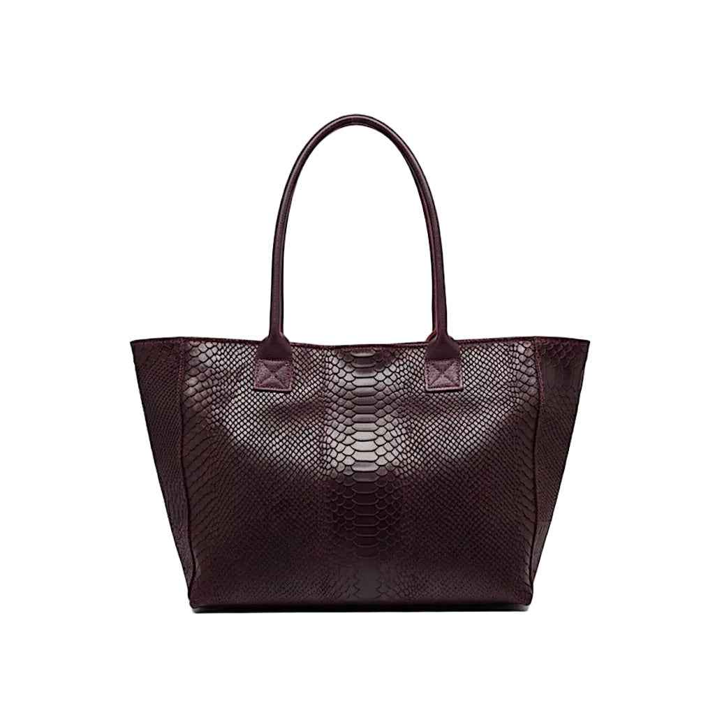 BZNA Bag Ladasha Bordeaux Snake Prägung Leder Italy Damen Shopper Handtasche Schultertasche Tasche