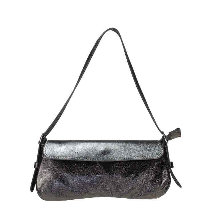 BZNA Bag İkra Ferro Metalicca Leder Italy Damen Clutch Handtasche Schultertasche