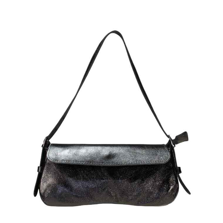 BZNA Bag İkra Nero Metalicca Leder Italy Damen Clutch Handtasche Schultertasche