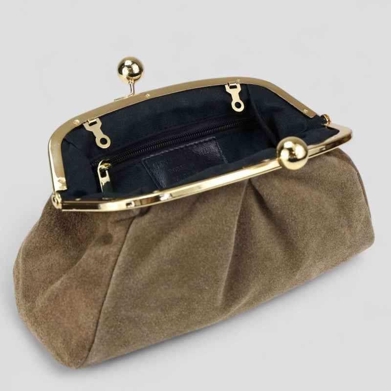 BZNA Bag Merle Bordeaux Wildleder Leder Italy Damen Clutch Handtasche Schultertasche