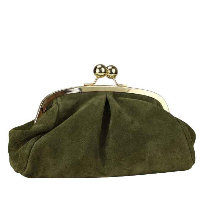 BZNA Bag Merle Verde Wildleder Leder Italy Damen Clutch Handtasche Schultertasche