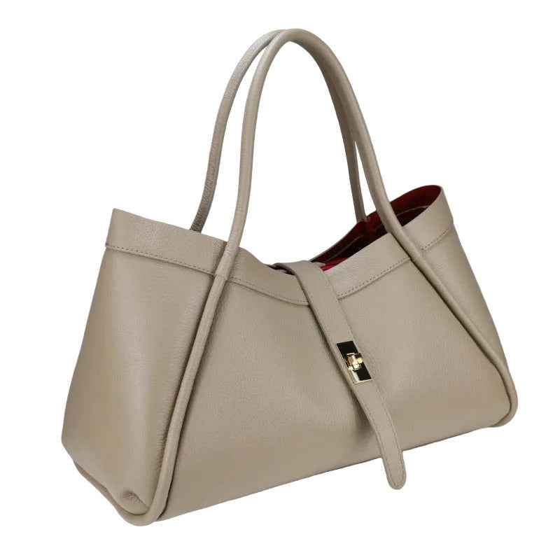 BZNA Bag Funny Taupe Leder Italy Damen Handtasche Schultertasche Tasche