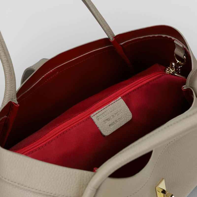 BZNA Bag Funny Grau Leder Italy Damen Handtasche Schultertasche Tasche