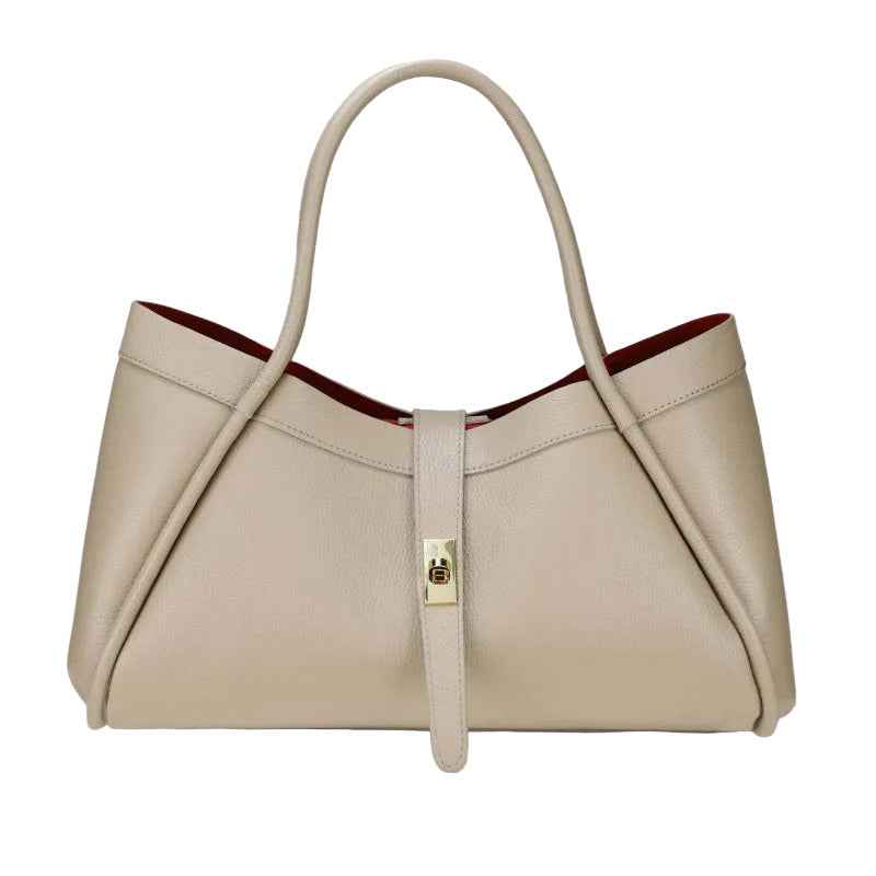 BZNA Bag Funny Taupe Leder Italy Damen Handtasche Schultertasche Tasche