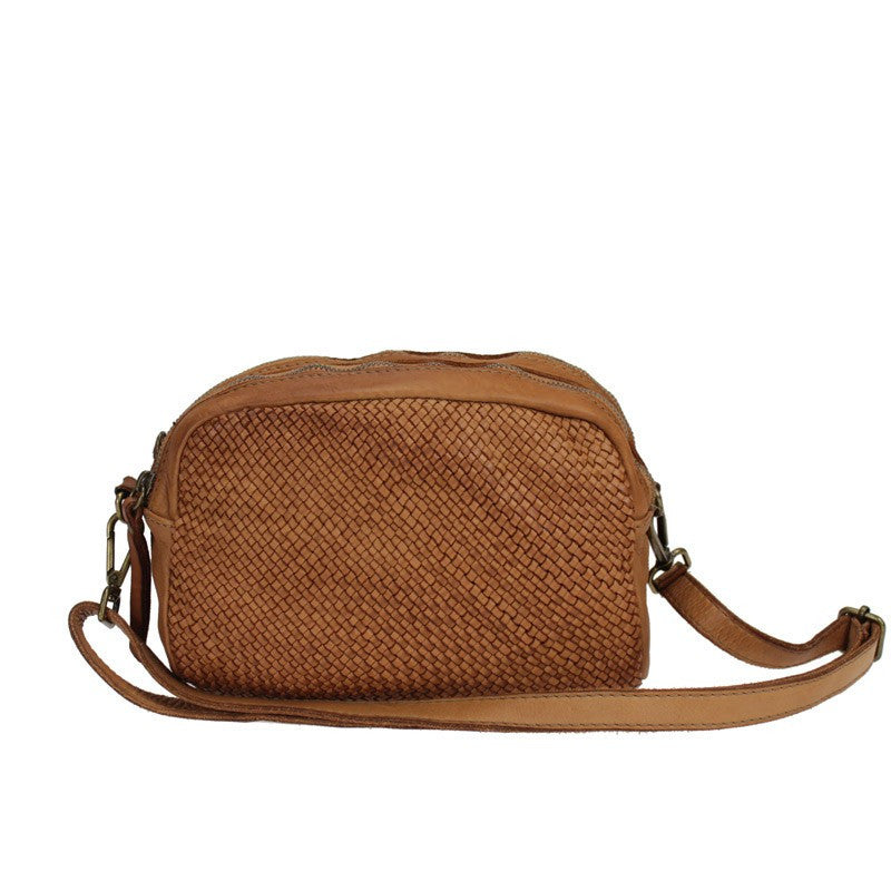 BZNA Bag Lucy cognac Italy Designer Clutch Braided Ledertasche Umhängetasche Damen Handtasche Schultertasche Tasche Leder Shopper Neu