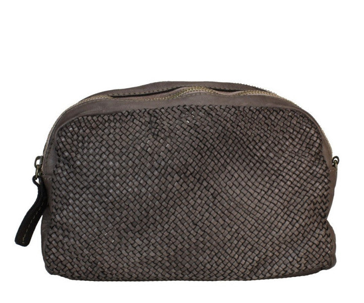 BZNA Bag Lucy Taupe Italy Designer Clutch Braided Ledertasche Umhängetasche Damen Handtasche Schultertasche Tasche Leder Shopper Neu - B Z N A