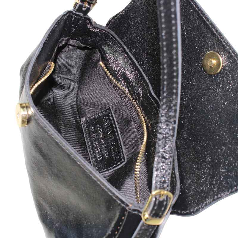 BZNA Bag İkra Fuxia Metalicca Leder Italy Damen Clutch Handtasche Schultertasche